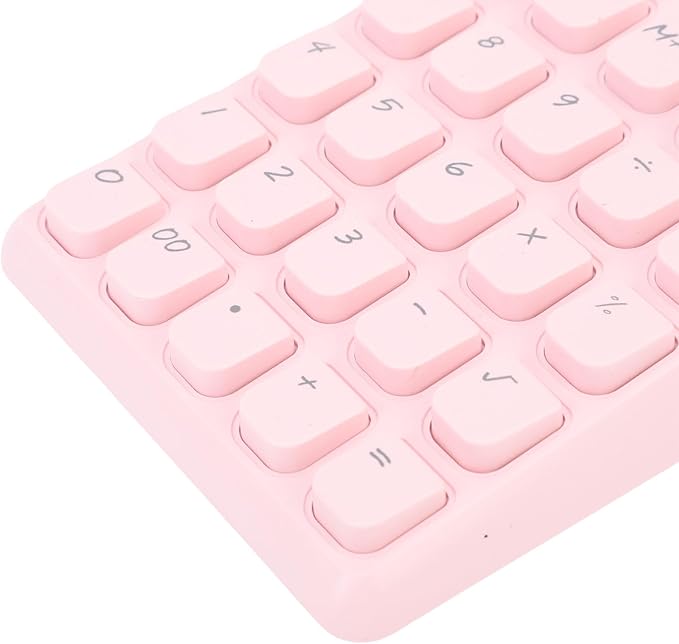 Asixxsix Desktop Calculator, Solar Powered 12 Digit Calculator Basic Functions Portable Design Large Clear Display with Responsive Mechanical Buttons for Office Home School (Pink)