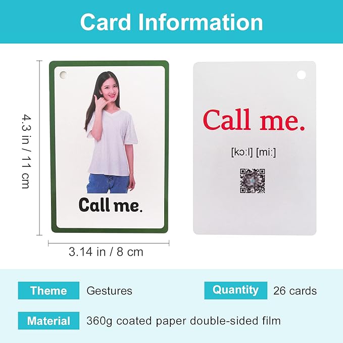 Lilias Gestures Flash Cards, Toddler Learning Toys, Preschool Learning Toys, Homeschool Supplies, Learning Supplies for Kindergarten, 4.3 X 3.14 Inch, 26 Cards in Set