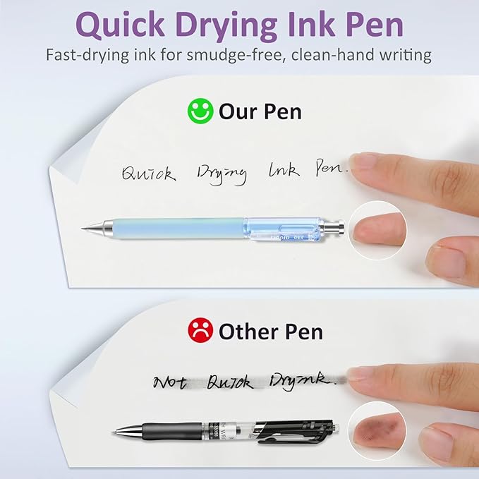 FIOVER Gel Pens, 12 Pcs 0.5mm Quick Dry Black Ink Pens, Fine Point Smooth Writing Pens, Retractable with Silicone Grip, High-End Cute Aesthetic Office School Supplies, Gifts for Women Men (12pcs)