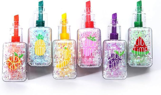 6 Pcs Small Fancy Bottle Shape Color Highlighter Marker, Set of 6 Color Highlighter Pens for Note Taking, Journal Planner, Coloring Book, etc.