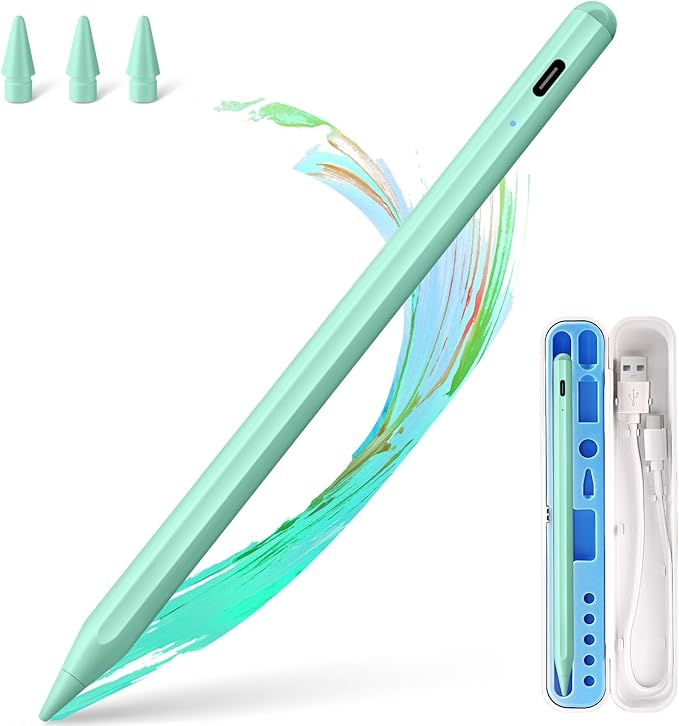 Stylus Pen for iPad Apple: Fast Charge for iPad Pencil Apple Pen with Palm Rejection Tilt Sensitivity - Pen for i-Pad 10/9/8/7/6, i-Pad Pro 12.9"/11"/13" M4, iPad mini 6/5, iPad Air 5/4/3/M2 Green