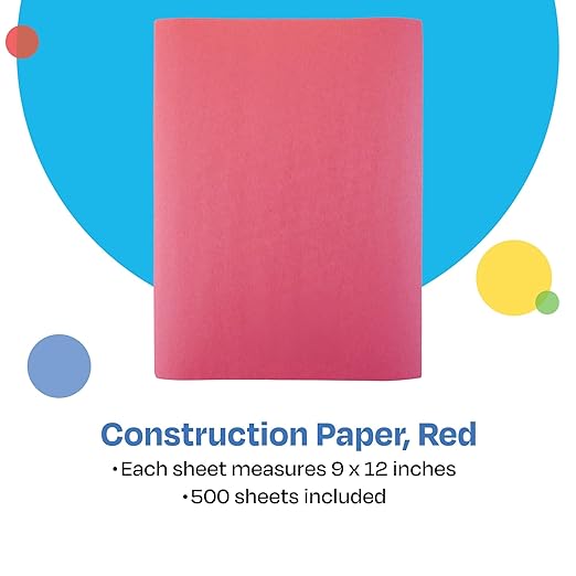 Childcraft Construction Paper, 9 x 12 Inches, Red, 500 Sheets