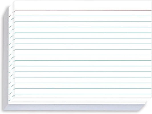Pinovk 5x7 Ruled Index Cards 50 Pcs - Heavyweight White Note Cards for Office Organization - Large Lined Flashcards for Recipe Cards, Public Speaking & Task Tracking - 250gsm Thick Paper Note Cards