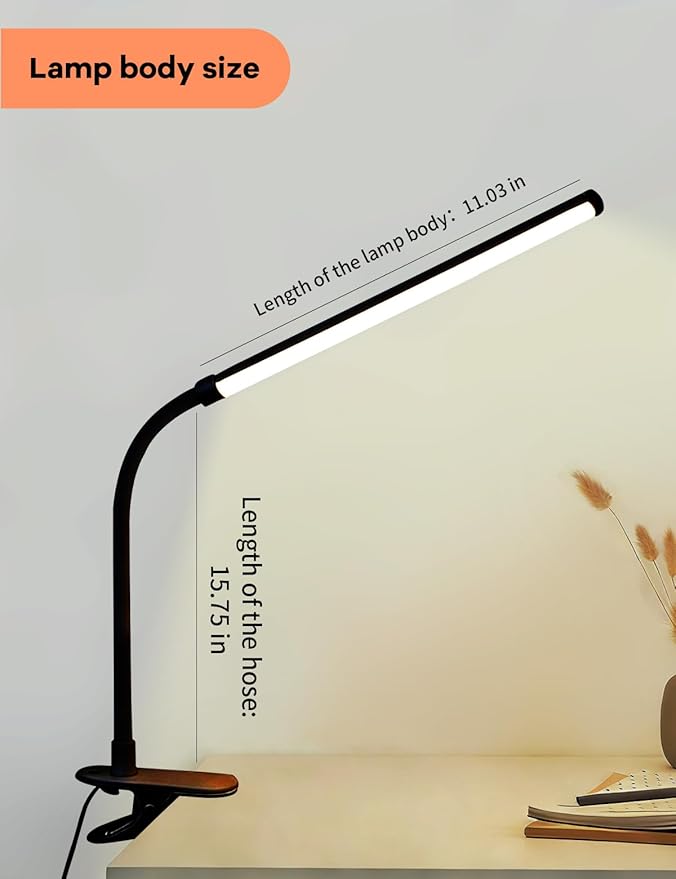 2 Pack LED Desk Lamp with Clamp,Eye-Friendly Clip on Lights for Home Office Study Reading,3 Modes 10 Brightness,Long Flexible Goose-Neck,Swing Arm Architect Task Table Lamps USB Usage