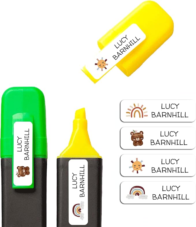 Custom Waterproof Dishwasher Safe Kid Name Labels for Daycare(128 Pack), Camp, School Supply, Baby Bottles, Lunch Boxes and Cups, Travel. Cute Personalized Design Name Stickers (Pattern 12)
