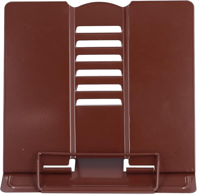Book Holder Stand Adjustable Height Angle Ergonomic Design Foldable Portable Metal Reading Stand for Home Office School Iron Material 22 x 21cm (Coffee)