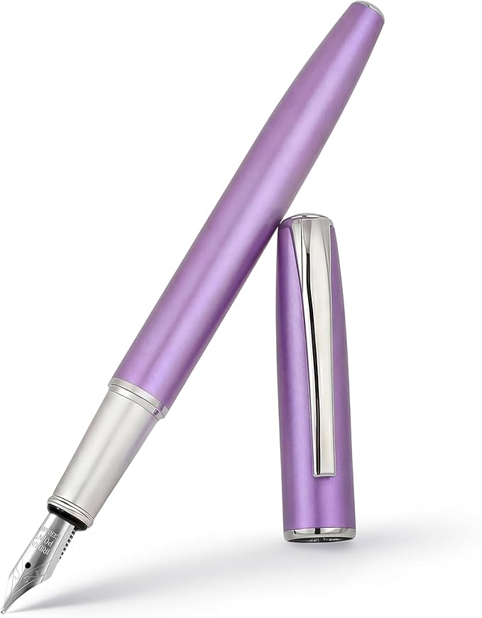 Super Smooth Writing Fountain Pen Set,Includes 2 Hand Polished Iridium Nibs(Fine & Extra Fine),8 Ink Cartridges,2 Ink Refill Converter and Gift Box,Best Pen Gift Set for School,Office(Purple)