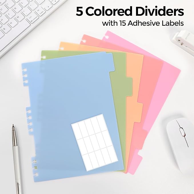 SKYDUE Sprial Notebook With Dividers Tabs, 5 Subject Notebook College Ruled