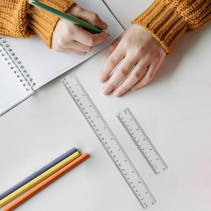 4 Pack Clear Plastic Straight Rulers, Clear Ruler Bulk, Transparent Ruler with Centimeters and Inches, for Class, Office (6 inch+12 inch)