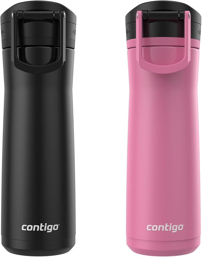 Contigo Jackson Chill 2.0 Water Bottle with Autopop Lid, Pink and Black, 20oz (Pack of 8)