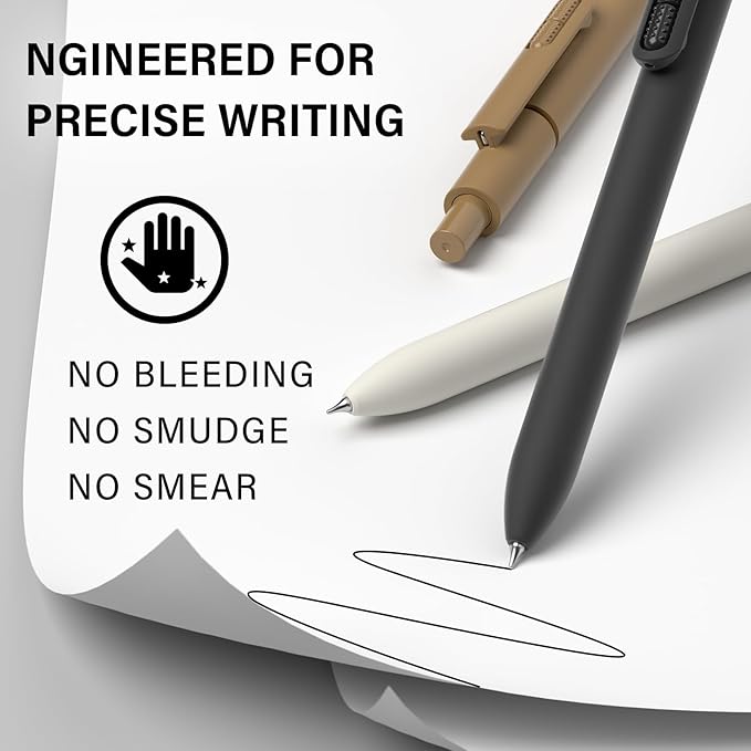 8 Pack Gel Pens 0.7mm Smooth Quick-Dry Fidget Retractable for Journaling - Classic