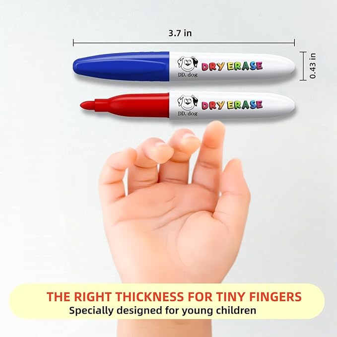 Colorful Mini Whiteboard Markers for Kids, 12 Non-Toxic Fine Tip Dry Erase Markers, Low-Odor Doodling & Drawing Pens, 3.8in Small Art Set for School & Home (12 Pack)