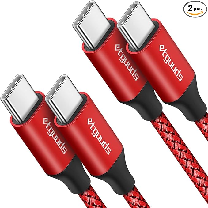 etguuds USB C to USB C Cable 2ft, 2-Pack 60W USBC to USBC Cord, Type C to C Charger Cable Fast Charging for iPhone 17 16 15 Pro Max Plus Air, Samsung Galaxy S25 S24 S23, for MacBook/iPad, Pixel