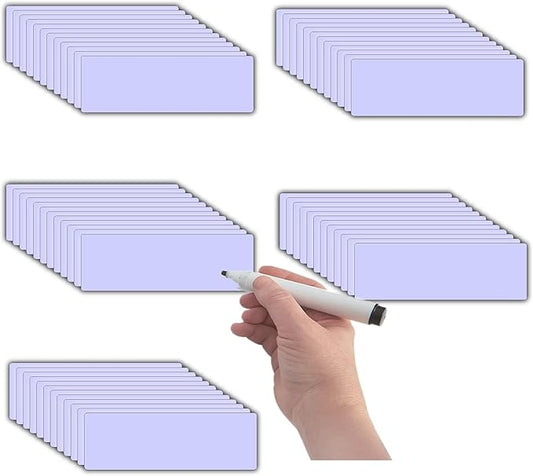 Magnetic Dry Erase Magnets Labels(1x3,Pack of 60) Reusable Name Tags,Organizing Schedules in Office/Classroom.Work on Fridge/White Board,Pastel Colors(Light Purple)