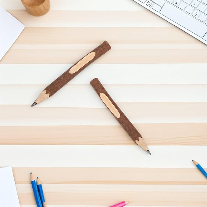 Natural Wooden Ballpoint Pens Tree Bark 13cm Small Ballpoint Pens 10pcs Biodegradable Portable Writing Accessory for Office and School Supplies