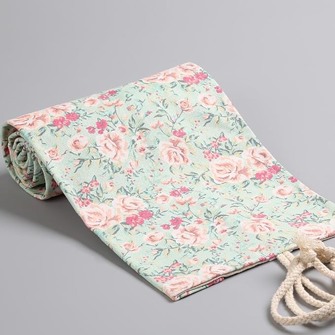 DIYOMR 24/36/72 Slots Pencil Wrap Pencil Rolls, Artist Colored Pencils Roll Up Bag Short Brushes Pouch Case Pencils Organizer for Drawing Coloring and Sketching (Small Floral, 72slots)