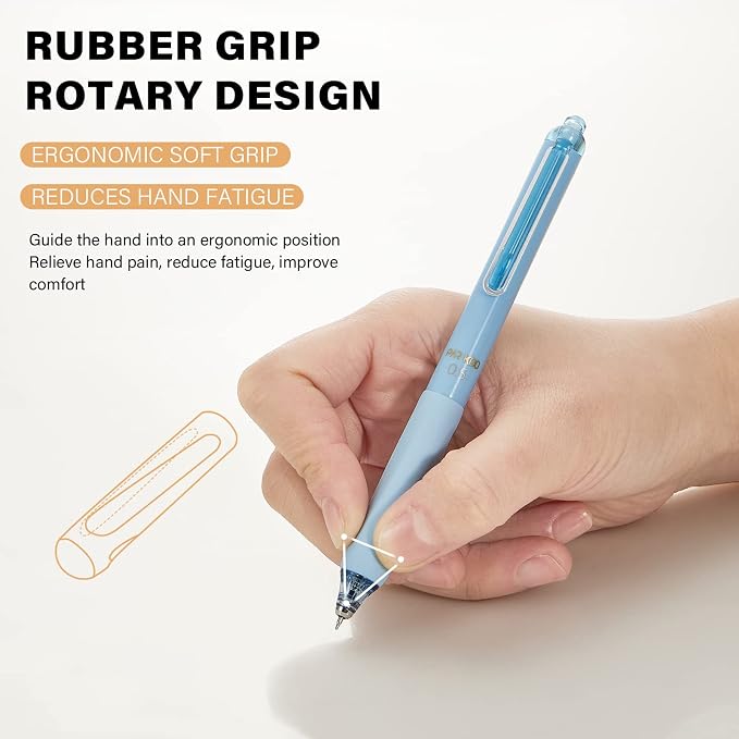 ParKoo Gel Pens, 12 Pcs 0.5mm Retractable Quick Dry Blue Ink Pens | Click Silent, Comfort Grip, Fine Point Smooth Writing Pens for Teachers, Nurses, Cute Stationery Office School Supplies
