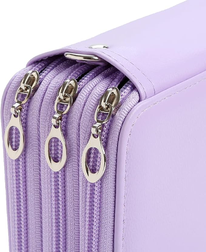 72 Slots Pencil Case Organizer w/Removal Handle Strap | 3-Layer Zipped Pencils Box Large for Colored Pencils Watercolor Pencils for Office and Travel for Artist