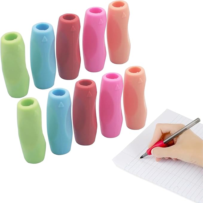 10Pcs Pen Grips Set, Multicolor Silicone Pencil Grips for Kids Adults Handwriting, Flexable Soft Comfortable Pencil Grippers, Pen Cushion Grip Writing Aid Corrective Finger Tool for Students
