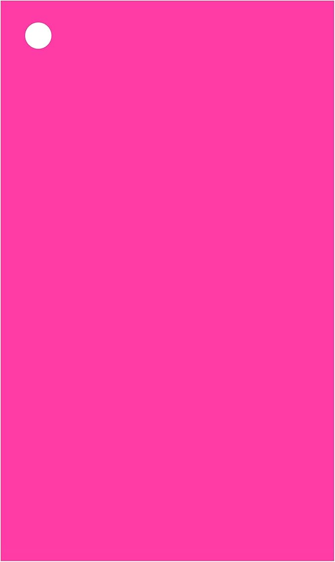 Colonial Cards: 150 Color Cardstock 3" x 5" Index Cards, Unruled with Corner 1-Hole Punched and 4 Binder Rings, Bright Pink