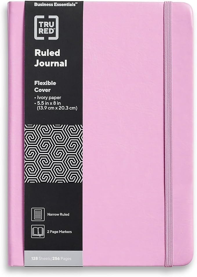 Staples 5.5x8 Inch Medium Flexible Cover Journal, Narrow Ruled, Mauve