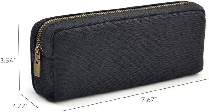 Pencil Pen Case, Canvas Pencil Pouch Big Capacity Pen Bag with Zipper Durable Stationary Storage Bag for Adult Students Officers