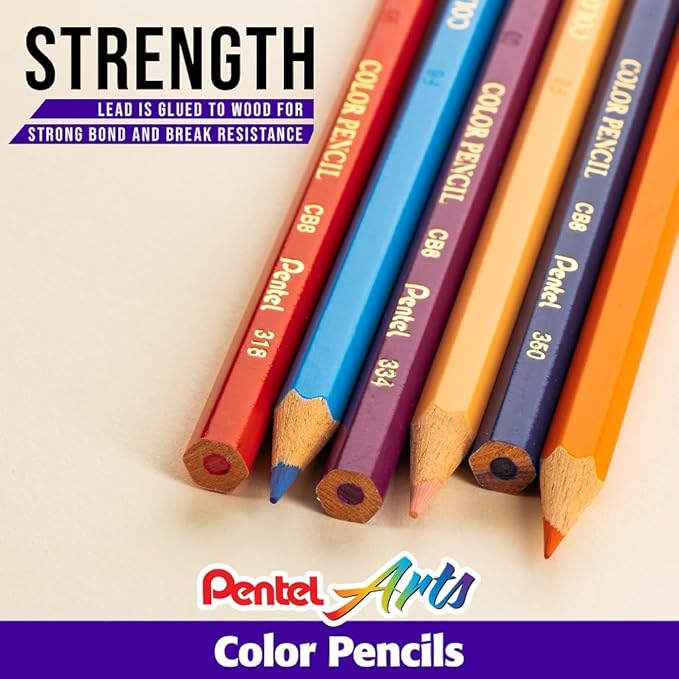 Pentel Arts Colored Pencils, Assorted Colors, Set of 24 (Pack of 2)