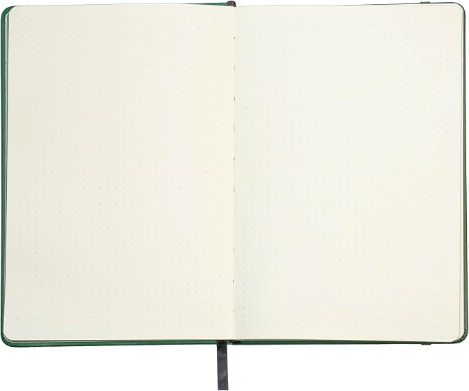 EVERLINEA 5.6” x 8.3” Embossed Tree A5 Hardcover Notebook, 240 Dotted Pages, Forest Green