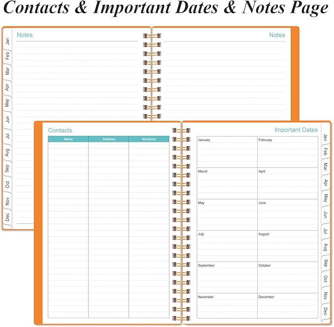 2026-2027 Monthly Planner - January 2026 - June 2027, Two Pages Per Month, 18 Monthly Calendar/Planner with Tabs, Inner Pocket, 6.4" x 8.5", Orange