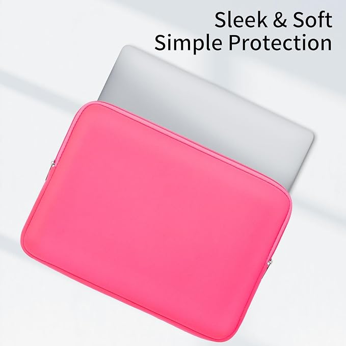 RAINYEAR 16 Inch Laptop Sleeve Soft Case Padded Bag Specially Compatible with 16" MacBook Pro M1 M2 M3 M4 M5 Pro/Max A2141 A2485 A2780 A2991 A3403 A3186 A3428 A3429 (Bright Pink)