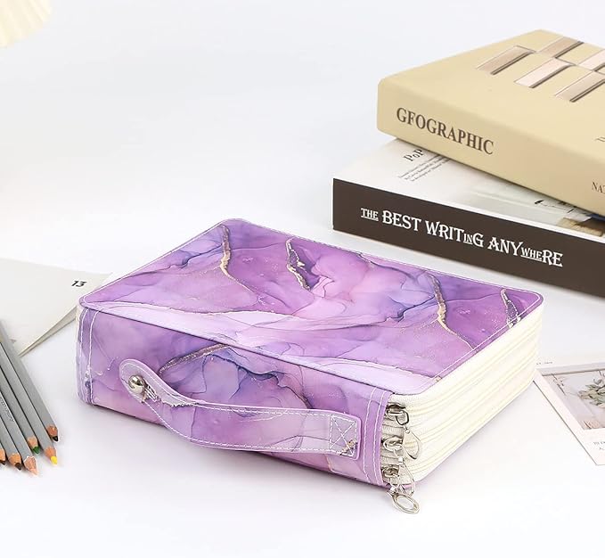 Portable Colored 120 Slots Pencil case Organizer with Printing Pattern for Watercolor Pens or Markers, Pencil Case Organizer for Artist