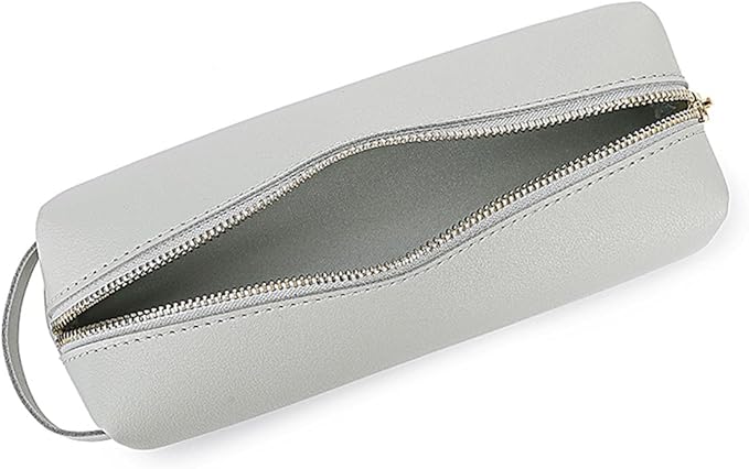 Pencil Case Soft School Pencil Pouch Bag for Easy Carry Stylish and Durable (Gray,Faux leather)