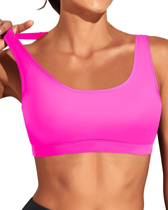 Tempt Me Women Sports Bra Bikini Top Push Up Scoop Neck Bathing Suits Top Padded Swim Crop Tops Only
