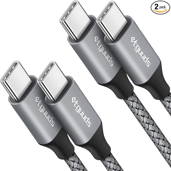 etguuds USB C to USB C Cable 3ft, 2-Pack 60W USBC to USBC Cord, Type C to C Charger Cable Fast Charging for iPhone 17 16 15 Pro Max Plus Air, Samsung Galaxy S25 S24 S23, for MacBook/iPad, Pixel