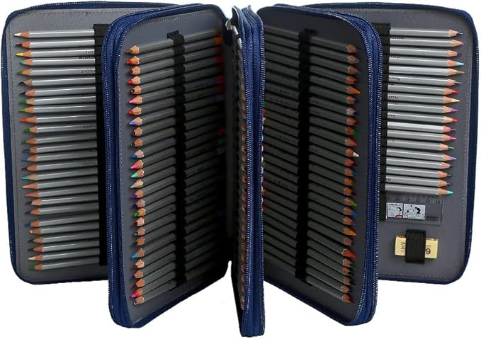 Portable Colored 200 Slots Pencil case Organizer with Printing Pattern for Watercolor Pens or Markers, Pencil Case Organizer for Artist