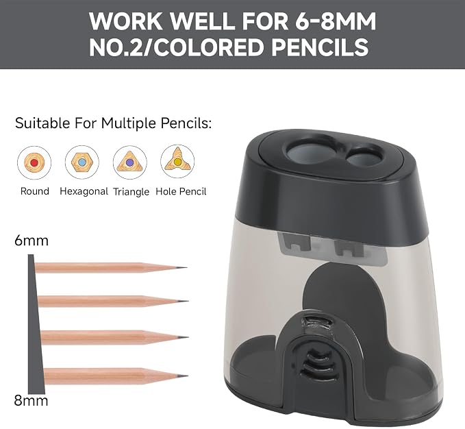 Eagle Manual Pencil Sharpener, 2 Holes, for Standard and Jumbo Color Pencils, 24×51×63 MM, Perfect for Kids, Pack of 2