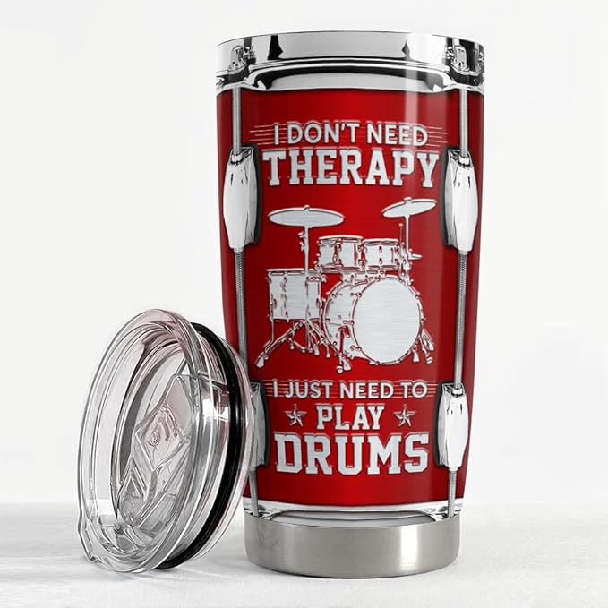 SANDJEST Drummer Tumbler 20oz Stainless Steel Insulated Tumblers Drum Coffee Travel Mug Gift for Drummers