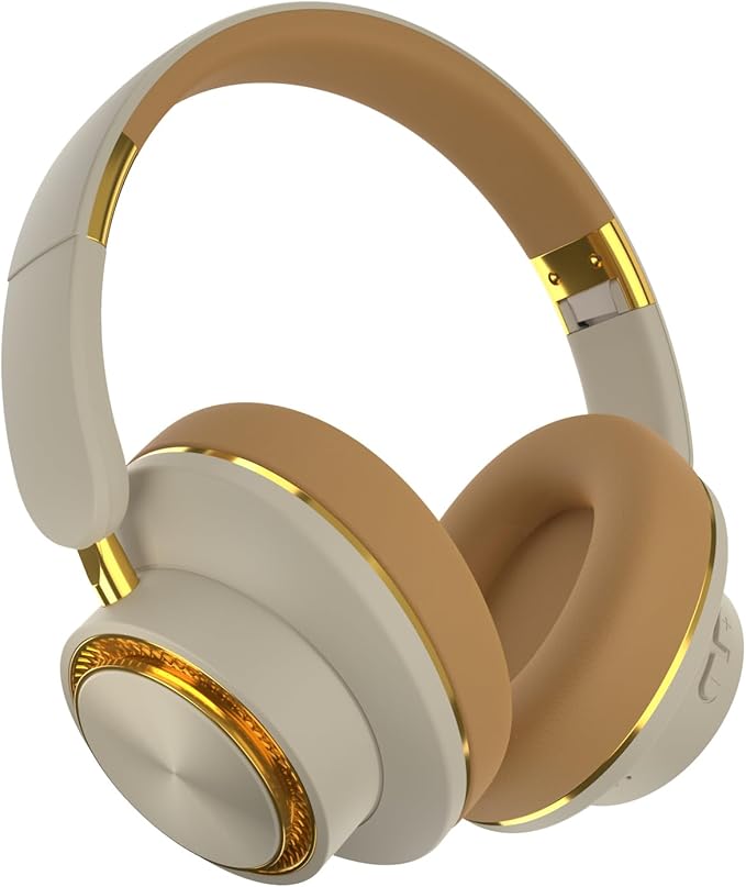 H8 Active Noise Cancelling Headphones,120H Playtime,Deep Bass,HiFi Foldable Wireless Over Ear Bluetooth Headphones, Soft Earmuffs &Light Weight,Home,Office,Travel,Women&Men(Khaki)