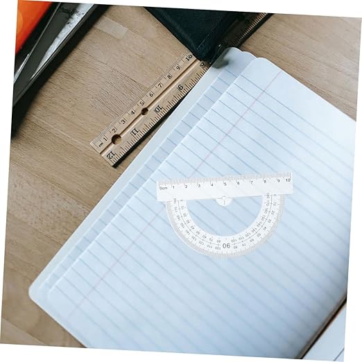 NUOBESTY 2Sets Clear Ruler Set Geometry Ruler and Protractor Kit Transparent Triangular Drafting Tools for Math Teaching and Drawing Lightweight and Portable
