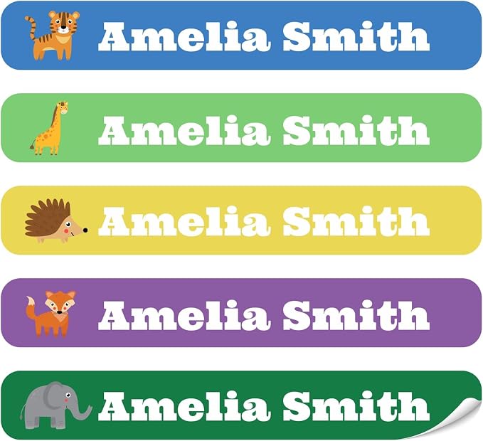 100 Pcs Personalized Name Labels for School Supplies Custom Waterproof Name Stickers Customized Daycare Water Bottles Pencil Labels(Animal)