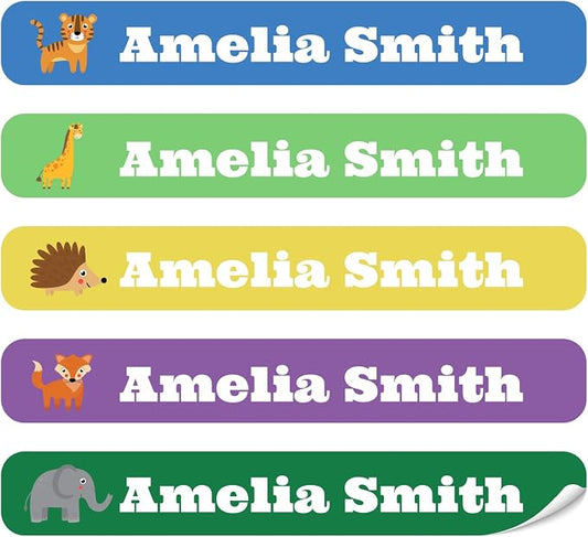 100 Pcs Personalized Name Labels for School Supplies Custom Waterproof Name Stickers Customized Daycare Water Bottles Pencil Labels(Animal)