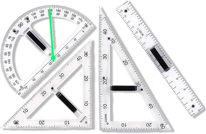 Math Ruler Magnetic Classroom Math Geometry Tool Set Enhances Classroom Learning, Easily Mounts to Blackboard Protractor Measuring Ruler Triangle Ruler (Tp3pc)