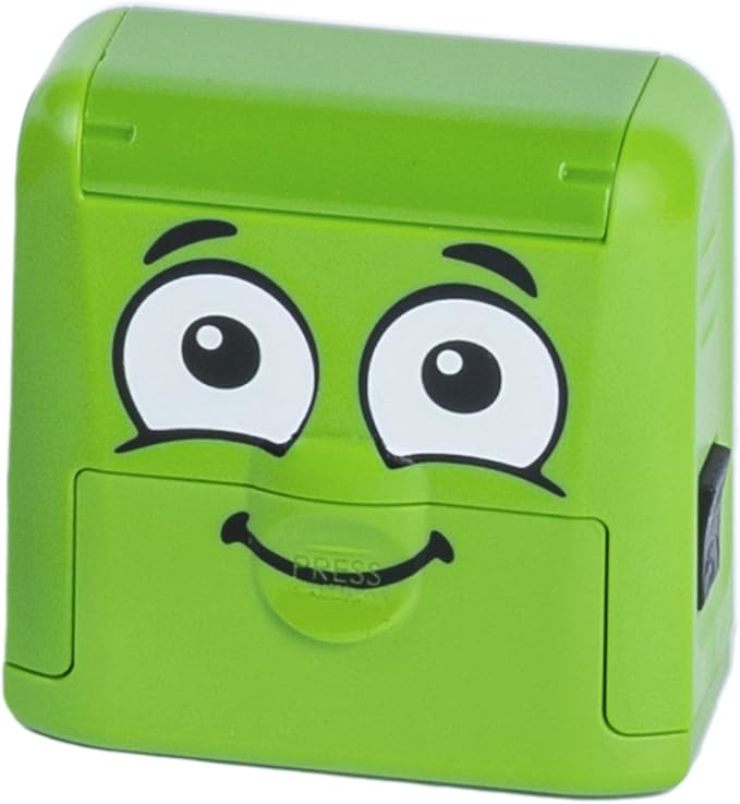 COLOP Marky Personalized Kids Name Stamp, Suitable for All Surfaces, Green | Permanent Waterproof Clothing & Fabric Labeling, Clothing Stamp For Kids, Schools, & Daycare, Includes Labels and Thermo Tape