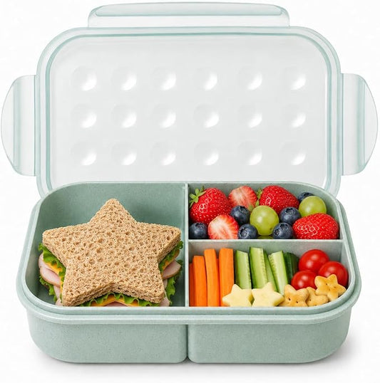 MISS BIG® Bento Lunch Box for Kids, 1150ml, 3 Compartments, Slate Blue | Slate blue 1150ml kids lunch box for school, daycare, snacks, light meals, picnic, and travel.