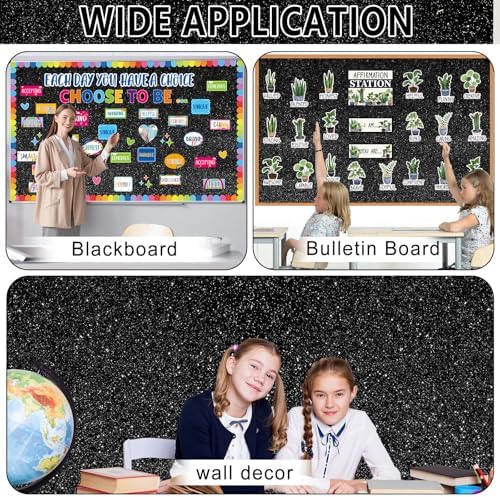 Glitter Black Bulletin Board Roll Non-Woven Fabric Poster 15.7" x 20 Ft