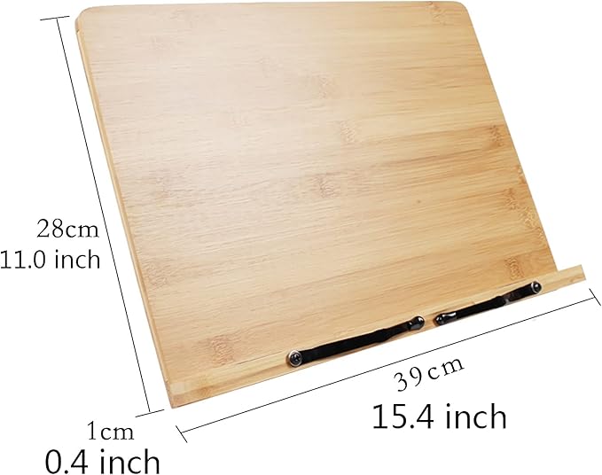 TOMYEUS Bookstand Large Book Stand for Reading Hands Free in Bed Portable Cookbook Textbook Cell Phone Holder with Adjustable Height 15 x 10 inch Portable Book Stand