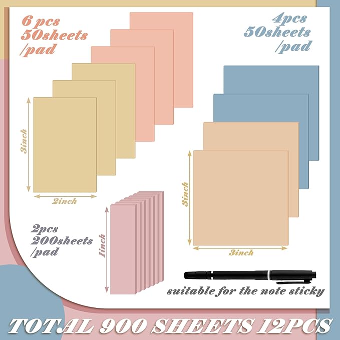 Jetec 900 Pcs Bible Sticky Notes Bible Study Supplies Pastel Colors Transparent Journaling Supplies Book Annotation Tools Translucent Clear Office Notes with Marker See Through Self(Cute Color)