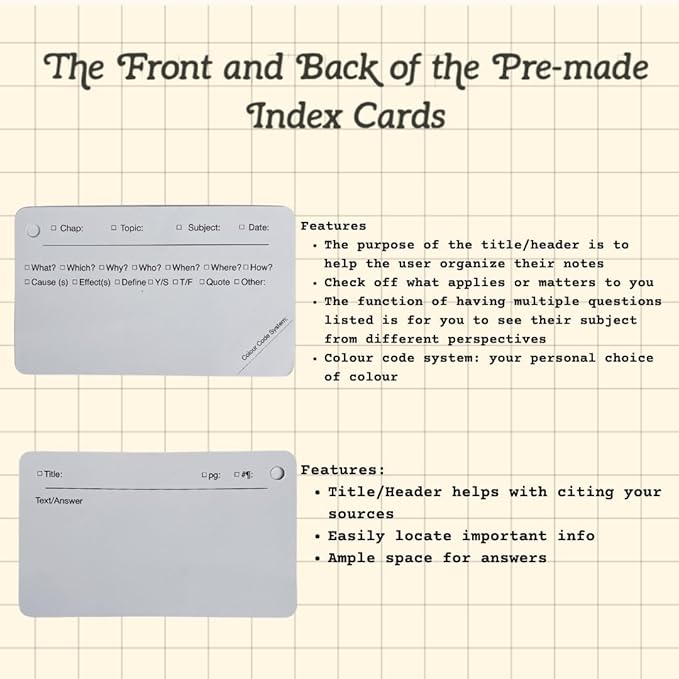 Tailored Flashcards to Curate Note Cards 5x3" Heavy Duty White Pre-made Index Cards with Rings, 450 Pack,2 Kraft Covers, 6 Binder Rings for Nursing College Students.