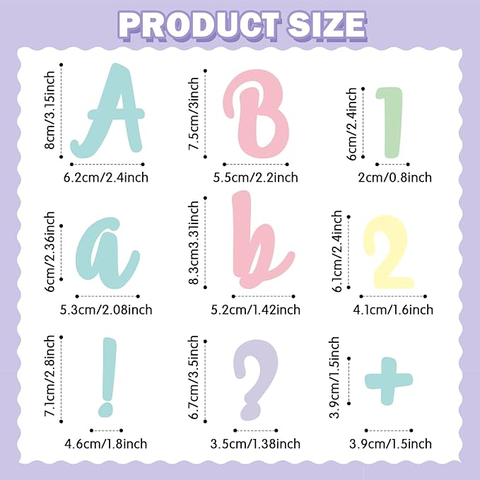 221 Pcs Pastel Bulletin Board Letters, Italic Alphabet Number Punctuation Symbol Combo Letter Cutouts, Pastel Classroom Decor for School Classroom Chalkboard Poster Bulletin Board Wall