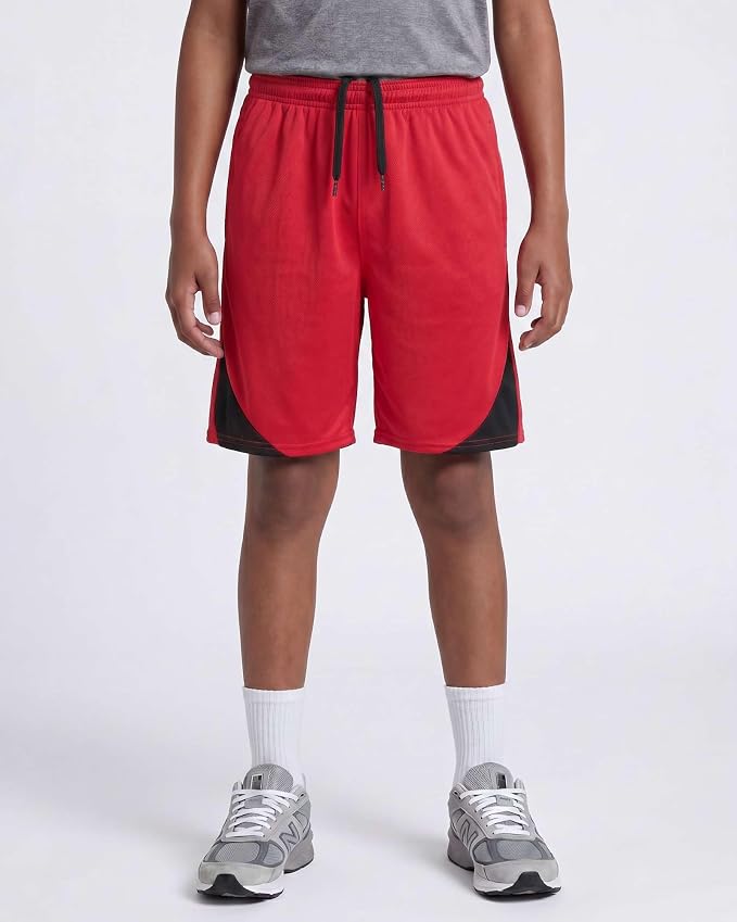 Real Essentials 5 Pack: Boys' Mesh Basketball Athletic Shorts with Pockets – Teen Kids Youth Quick Dry Soccer Running Gym